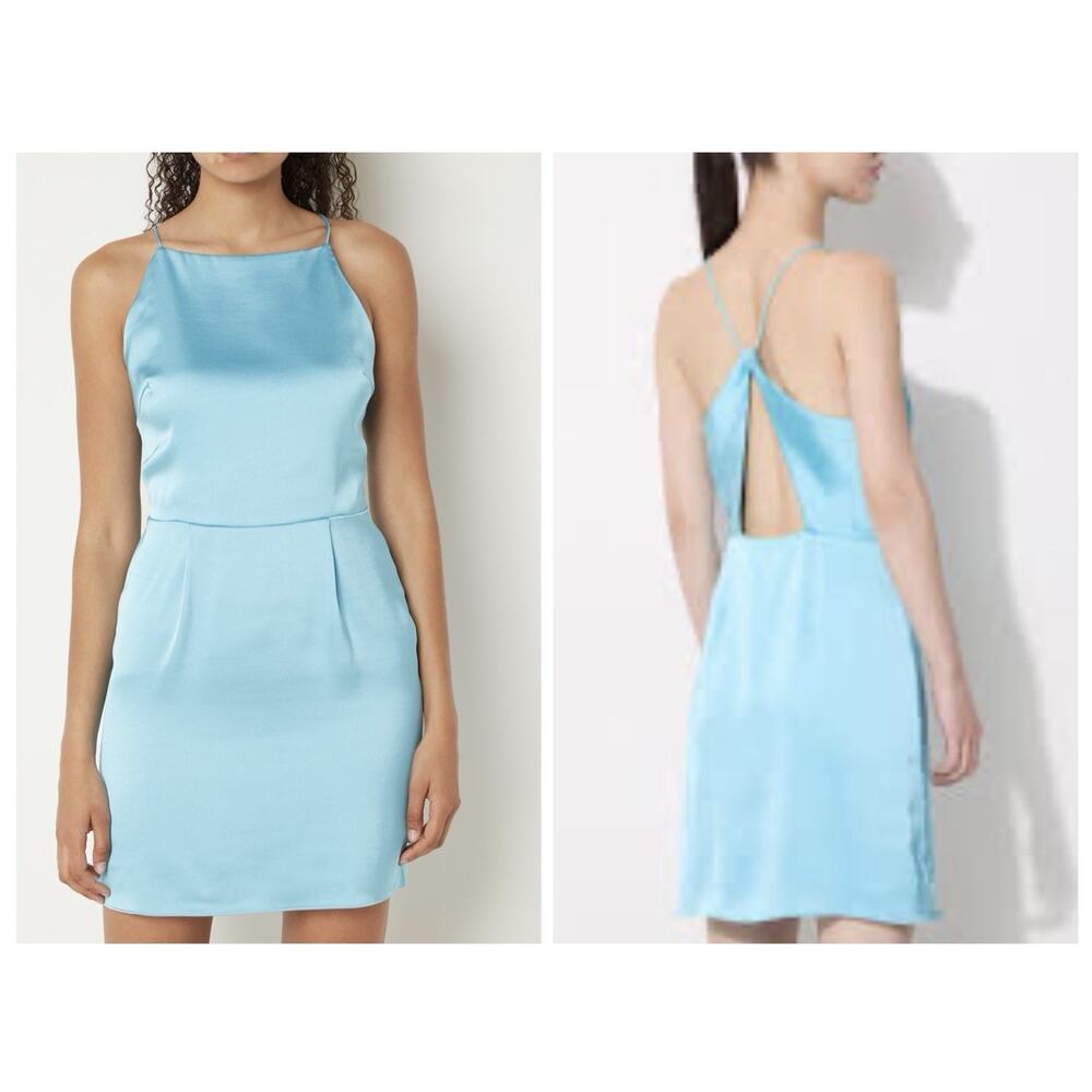 Samsoe Samsoe Villa Short Dress Sleeveless Cutout Back Blue Size M Coquette